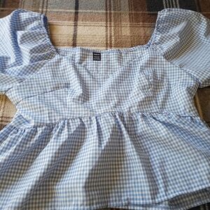 Blue Gingham Women's Top